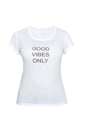 Beyaz Basic T-Shirt Good Vibes Only
